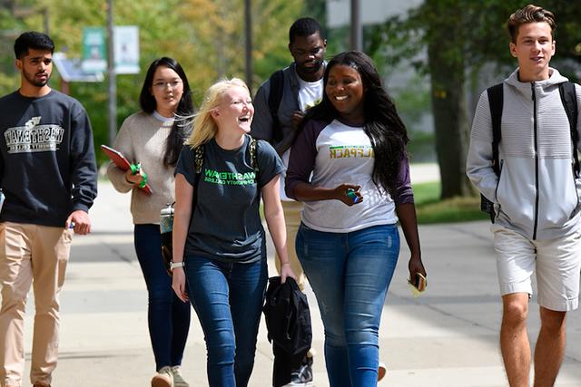 Students walking on campus